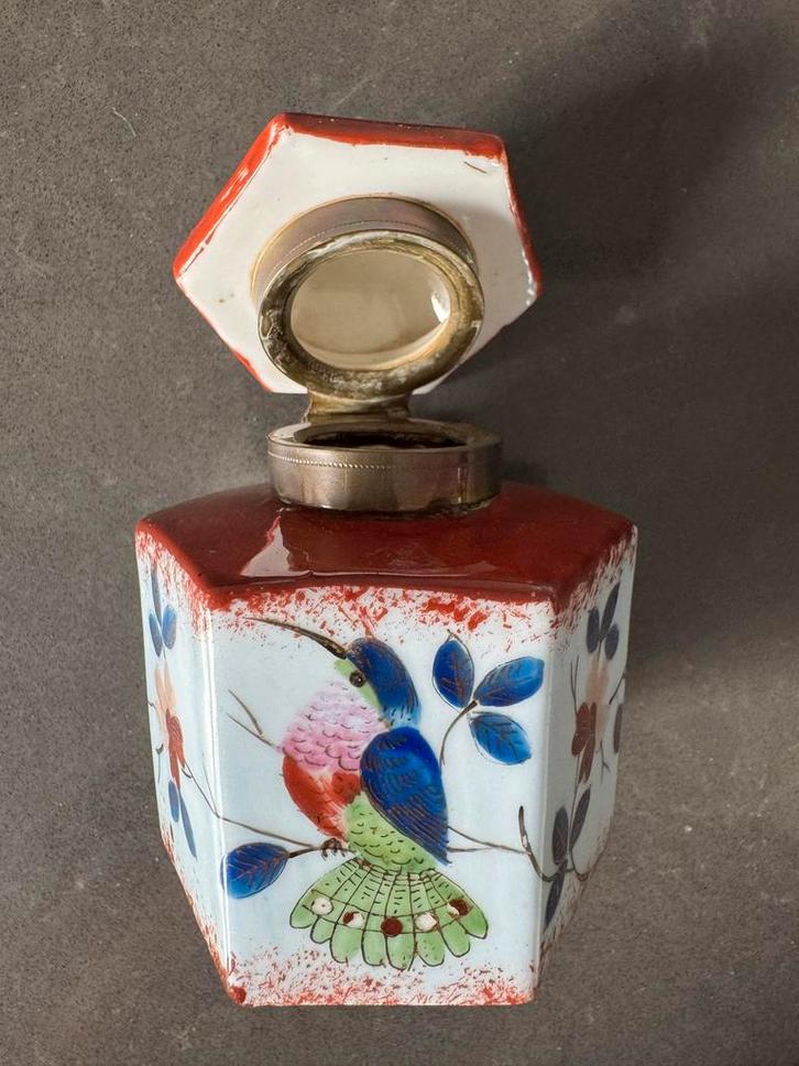 Antieke Porseleinen Inktpot Vogeldecoratie, Antiek en Kunst, Antiek | Porselein, Ophalen