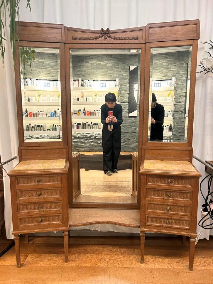 Antieke Kaptafel met Spiegel en Marmeren Blad, Antiek en Kunst, Antiek | Meubels | Kasten, Ophalen