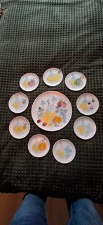 Vintage Gebaksbordjes en schaal aardewerk uit de jaren 60, Ophalen, Gebruikt, Schaal, Rond