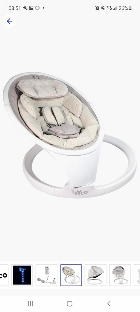 Tryco Babyschommel Devina deluxe - Lichtgrijs nieuw in doos, Kinderen en Baby's, Wipstoeltjes, Nieuw, Schommelstoel, Overige merken