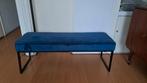 Eetkamerbankje gangbank halbank blauw velvet, Ophalen, Gebruikt, Tweepersoons, Minder dan 150 cm