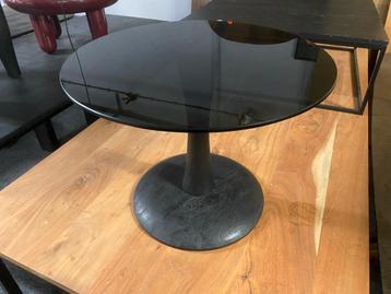 Bijzettafel Smoke Glas & Mangohout - 55cm beschikbaar voor biedingen