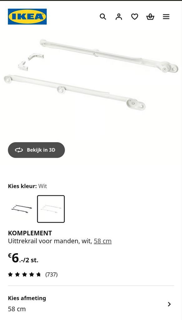 Ikea Pax Kast Lade Rails - 4 stuks, Huis en Inrichting, Kasten | Kledingkasten, Nieuw, Minder dan 100 cm, 50 tot 100 cm, 50 tot 75 cm