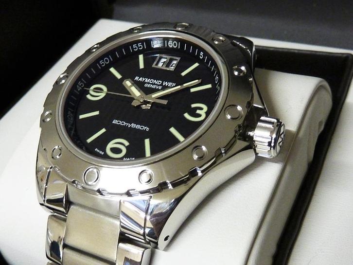 Raymond Weil 8100 Diver – Big Date – 200M, Sieraden, Tassen en Uiterlijk, Sporthorloges, Nieuw, Zilver, Waterdicht, Ophalen of Verzenden