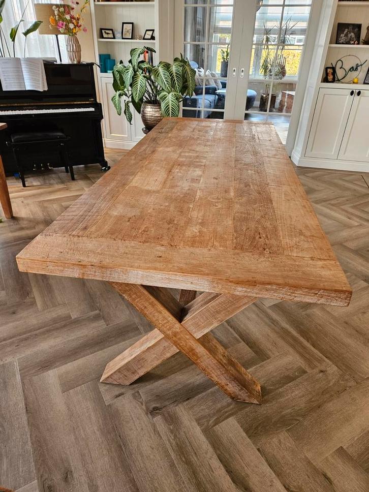 Teak eetkamertafel 250x100cm, Huis en Inrichting, Tafels | Eettafels, Gebruikt, 50 tot 100 cm, 200 cm of meer, Rechthoekig, Ophalen of Verzenden