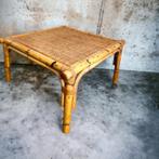 Vintage bamboo vierkante coffee table / salontafel met rotan, Ophalen