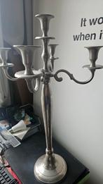 Vintage Zilveren Kandelaar, Gebruikt, Ophalen of Verzenden, Metaal, Grijs