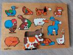 Vintage Simplex houten puzzel met Boerderijdieren, Gebruikt, 10 tot 50 stukjes, Ophalen of Verzenden, Van hout