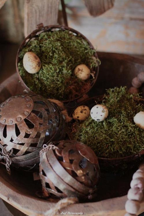 Set mosballen met mos en eitjes, voorjaar, mosbal, draadbal, Huis en Inrichting, Woonaccessoires | Overige, Nieuw, Ophalen of Verzenden