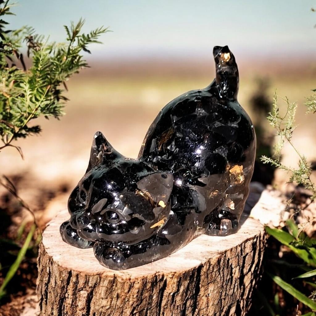 Obsidiaan orgonite katjes, Verzamelen, Mineralen en Fossielen, Ophalen of Verzenden, Mineraal
