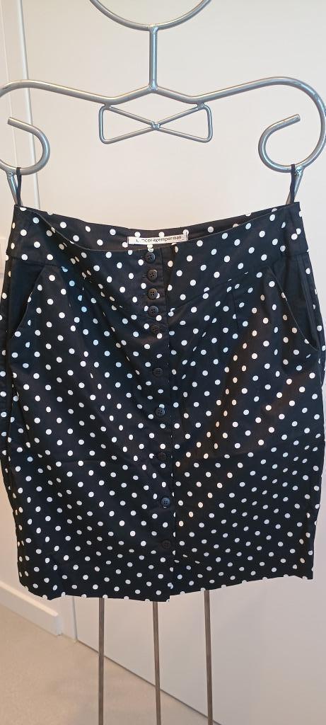 Polkadot rok Cora Kemperman, Kleding | Dames, Rokken, Zo goed als nieuw, Maat 42/44 (L), Zwart, Knielengte, Verzenden