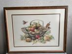 Ingelijste borduurwerk Marjolein Bastin mand+fruit+vogels, Ophalen of Verzenden, Overige typen