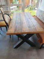 Wagonplanken eettafel, Huis en Inrichting, Tafels | Eettafels, Ophalen, Gebruikt, 50 tot 100 cm, Vijf personen of meer