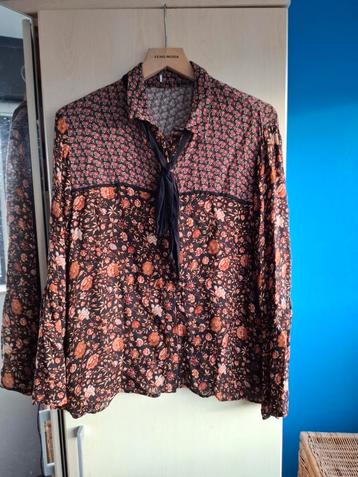 Mango blouse maat M bloem zwart roze oranje beschikbaar voor biedingen