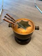 Vintage Koperen Fondue Set met Vorken en Houten Handvatten, Ophalen
