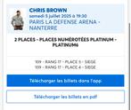 2 Chris Brown Platinum tickets Parijs 5 juli, Twee personen, Juli