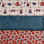 Quiltstofjes in rood/wit/blauw, Hobby en Vrije tijd, Stoffen en Lappen, Ophalen of Verzenden, Zo goed als nieuw, 30 tot 120 cm