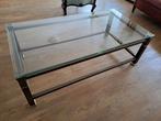 Tafel glas, salontafel, salontafel glas en messing, Huis en Inrichting, Ophalen, 50 tot 100 cm, Minder dan 50 cm, Rechthoekig