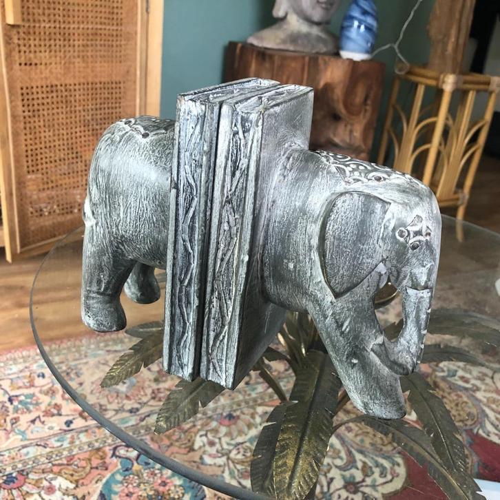 Decoratieve olifant boeksteunen, Antiek en Kunst, Kunst | Beelden en Houtsnijwerken, Ophalen of Verzenden