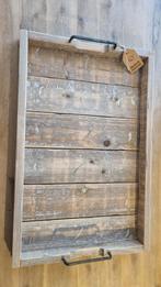 Houten dienblad met ijzeren handvaten - 58x38x5cm, Ophalen of Verzenden, Gebruikt, Rechthoekig, Hout