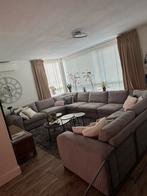 Lichtgrijze Microleder Hoekbank - Groot!, Gebruikt, Hoekbank, 300 cm of meer, Ophalen of Verzenden