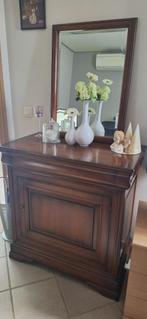 Dressoir donkerbruin - kersenhout - met bijbehorende spiegel, Ophalen, 50 tot 100 cm, Minder dan 100 cm, Kersenhout