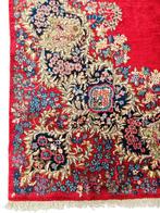 Handmade Persian wool Kirman carpet medallion red 280x383cm, Persian Perzisch vintage oosters hype, Crème, 200 cm of meer, Ophalen of Verzenden
