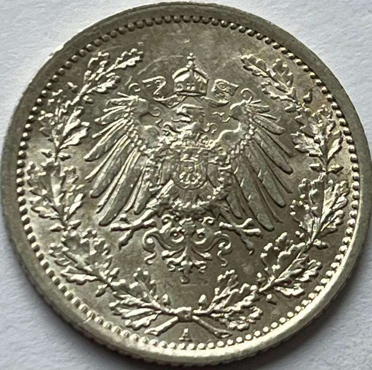 Duitsland schitterende halve mark 1915A, Postzegels en Munten, Munten | Europa | Niet-Euromunten, Losse munt, Duitsland, Zilver