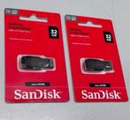 2x Sandisk Cruzer Blade 32GB USB-stick 2.0 - 64GB usbstick, Nieuw, H, H, H