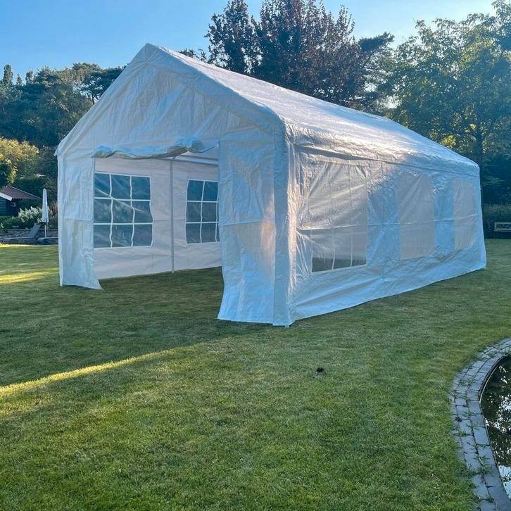 Partytent huur  3x4.4x4.3x6.4x6.5x6.4x8.statafels en meer, Tuin en Terras, Partytenten, Gebruikt, Partytent, 5 tot 8 meter, Minder dan 4 meter