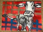 Olieverf schilderij koe voor hek, Antiek en Kunst, Kunst | Schilderijen | Modern, Ophalen