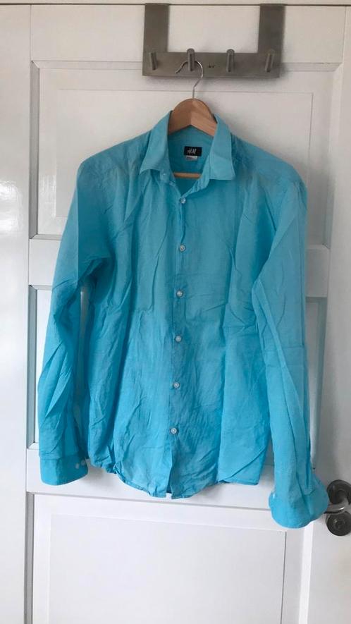 H&M heren blouse maat M aqua blauw overhemd, Kleding | Heren, Overhemden, Gedragen, Halswijdte 39/40 (M), Blauw, Ophalen of Verzenden