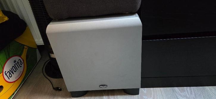 Jamo 5.1 surround-set (wit) + Klipsch subwoofer KSW10s, Audio, Tv en Foto, Luidsprekers, Gebruikt, Subwoofer, 120 watt of meer