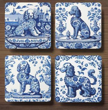 Poedel Delfts Blauw onderzetters met houder beschikbaar voor biedingen