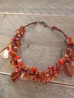 Oranje glaskralen ketting met verschillende kralen, Verzenden, Oranje, Zo goed als nieuw, Overige materialen