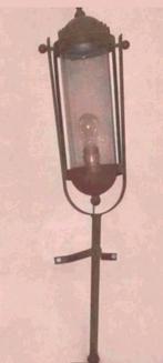 2 stuks roestbruine smeedijzeren lantaarn wandlampen 95x17, Ophalen, Gebruikt, Glas, Brocante
