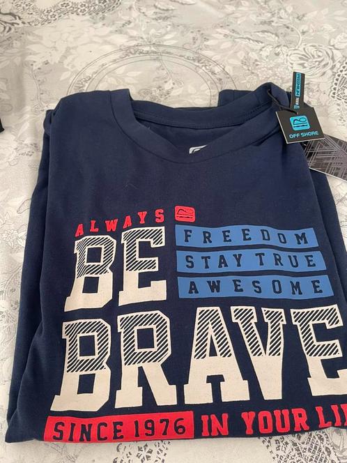 Off Shore Blauw T-shirt met Print – Maat L nieuw, Kleding | Heren, T-shirts, Zo goed als nieuw, Maat 52/54 (L), Blauw, Verzenden