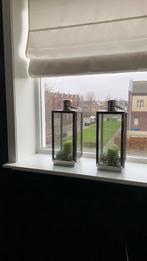 2 chroomkleurige luxe windlichten, Ophalen of Verzenden, Zo goed als nieuw, Metaal, 25 tot 50 cm
