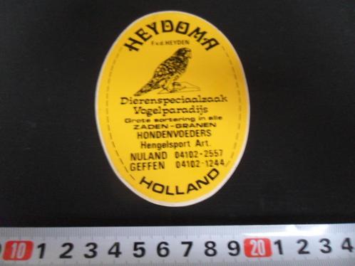 sticker nuland geffen HEYDOMA dierenspeciaalzaak vd heyden, Verzamelen, Stickers, Zo goed als nieuw, Bedrijf of Vereniging, Ophalen