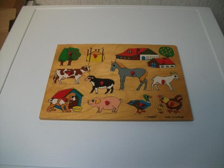 Puzzel simplex boerderij 12 delig, Kinderen en Baby's, Speelgoed | Houten speelgoed, Gebruikt, Ophalen of Verzenden