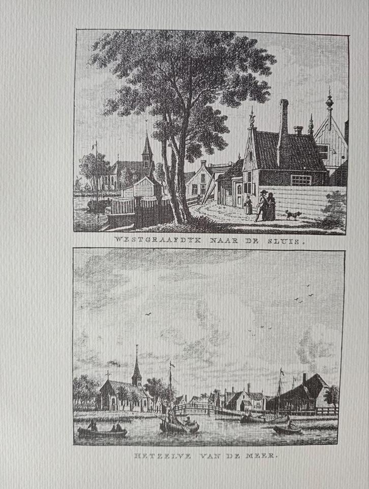 Oude Prent De Rijp - IJselve & Westgraafdyk, Antiek en Kunst, Kunst | Etsen en Gravures, Ophalen of Verzenden