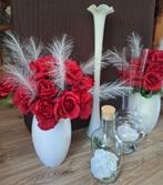 Vazen set met decoratie, Huis en Inrichting, Woonaccessoires | Vazen, Ophalen, Wit, 75 cm of meer, Glas