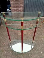 Glazen Bijzettafel Hollywood Regency style, Huis en Inrichting, Ophalen, Minder dan 50 cm, Gebruikt, Glas