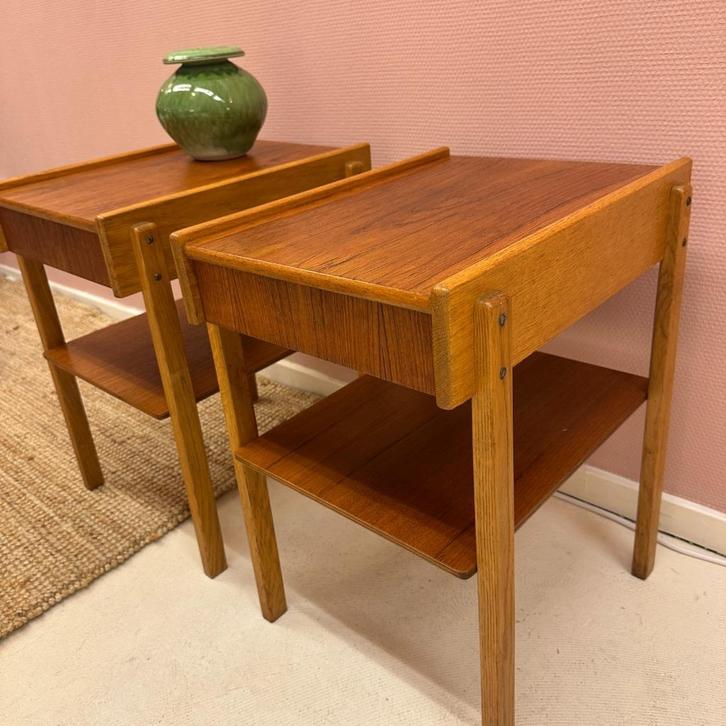 Set vintage nachtkastjes AB Carlström & Co Möbelfabrik Zwede, Huis en Inrichting, Kasten | Overige, Zo goed als nieuw, Ophalen