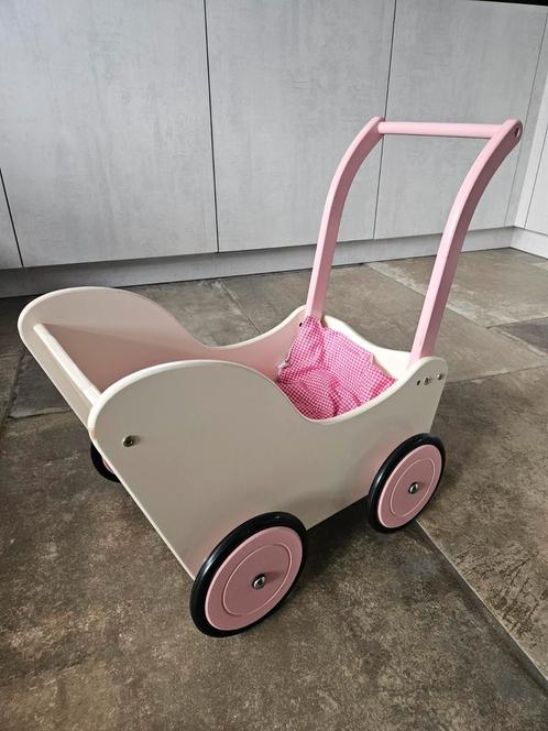 Houten poppenwagen, Kinderen en Baby's, Speelgoed | Poppen, Gebruikt, Babypop, Ophalen of Verzenden