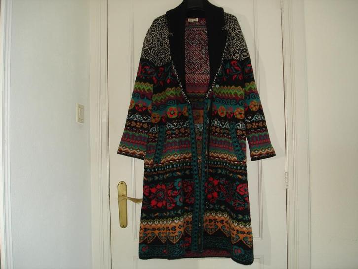 IVKO vest jas lang maat 42 collar coat wol veelkleurig, Kleding | Dames, Truien en Vesten, Zo goed als nieuw, Maat 42/44 (L), Zwart