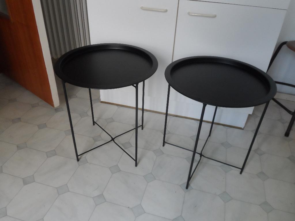 Bijzettafeltjes zwart 2x - metaal, Huis en Inrichting, Tafels | Bijzettafels, Minder dan 55 cm, Gebruikt, Metaal of Aluminium