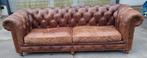 Vintage Chesterfield bank cognac bruin leer + BEZORGING, Gebruikt, ., Chesterfield, Leer