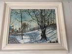 Mooi Winterlandschap impressionisme in lijst, Antiek en Kunst, Ophalen of Verzenden