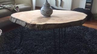 Side table schaaldeel 100% NL uit een stuk eiken beuken, Huis en Inrichting, Tafels | Sidetables, Nieuw, Overige vormen, Ophalen of Verzenden